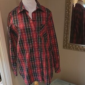 Men's Red and Black Plaid Shirt